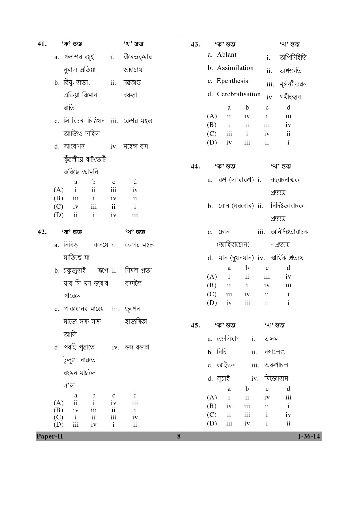 UGC NET Assamese Question Paper II June 2014 8