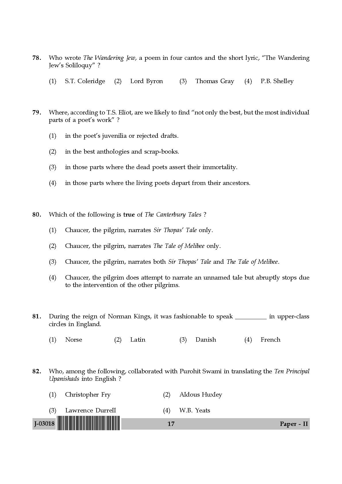 UGC Net English Paper II July 2018 17