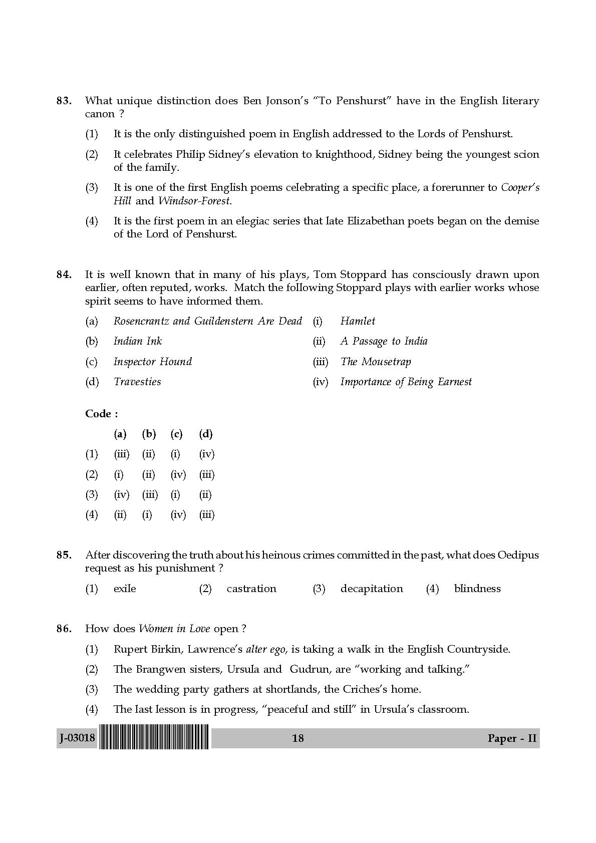 UGC Net English Paper II July 2018 18