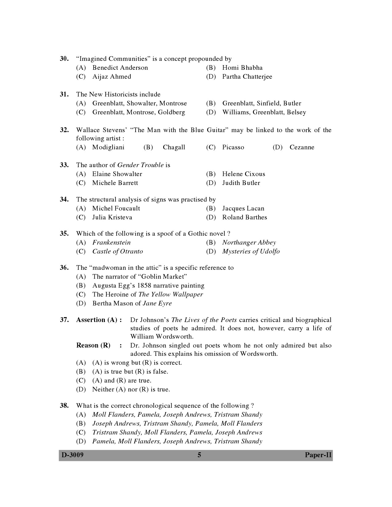 UGC NET English Question Paper II December 2009 5