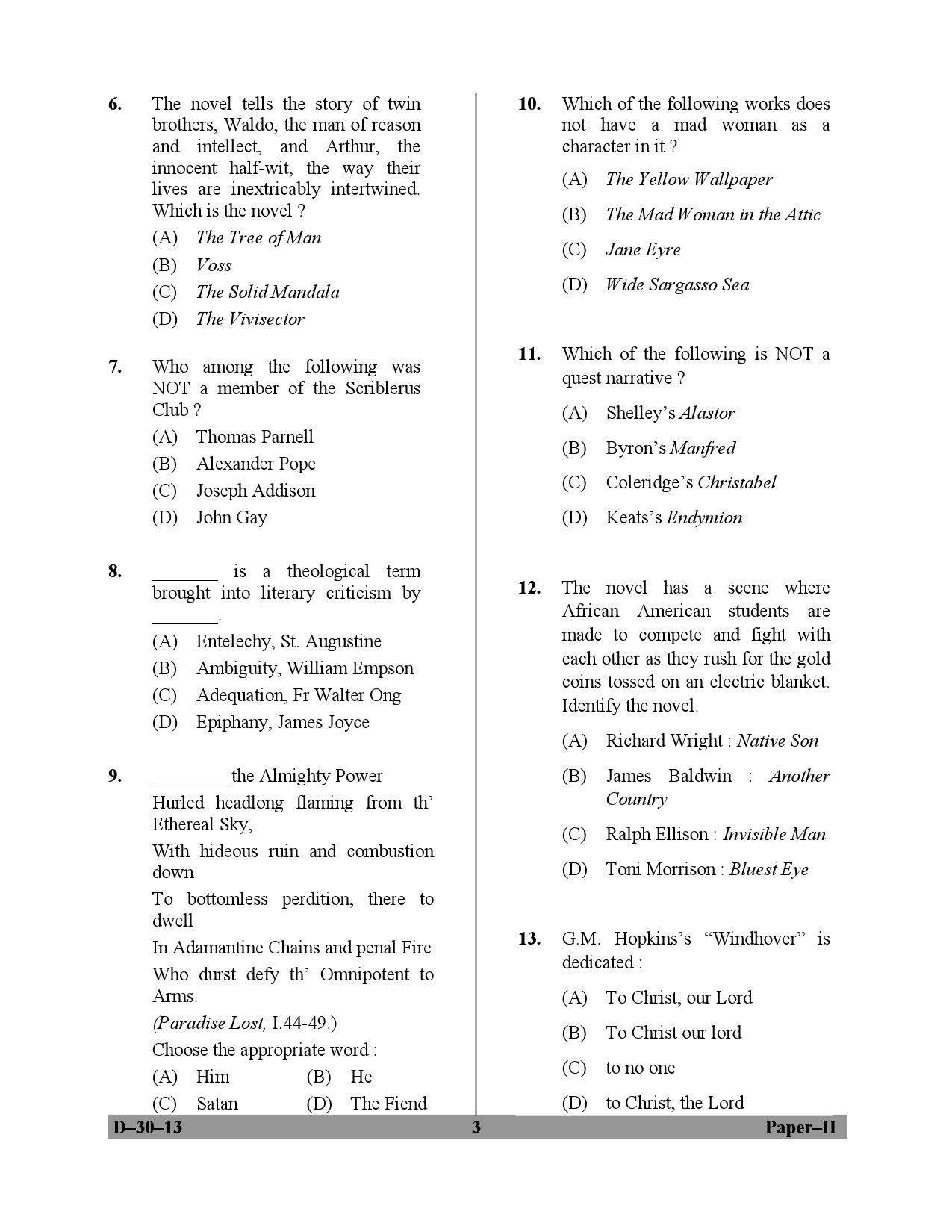 UGC NET English Question Paper II December 2013 3