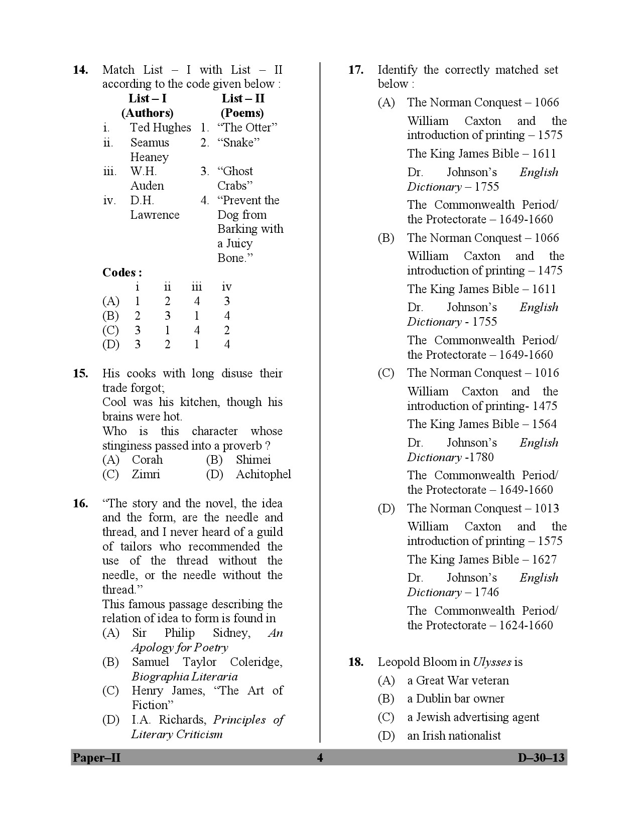 UGC NET English Question Paper II December 2013 4