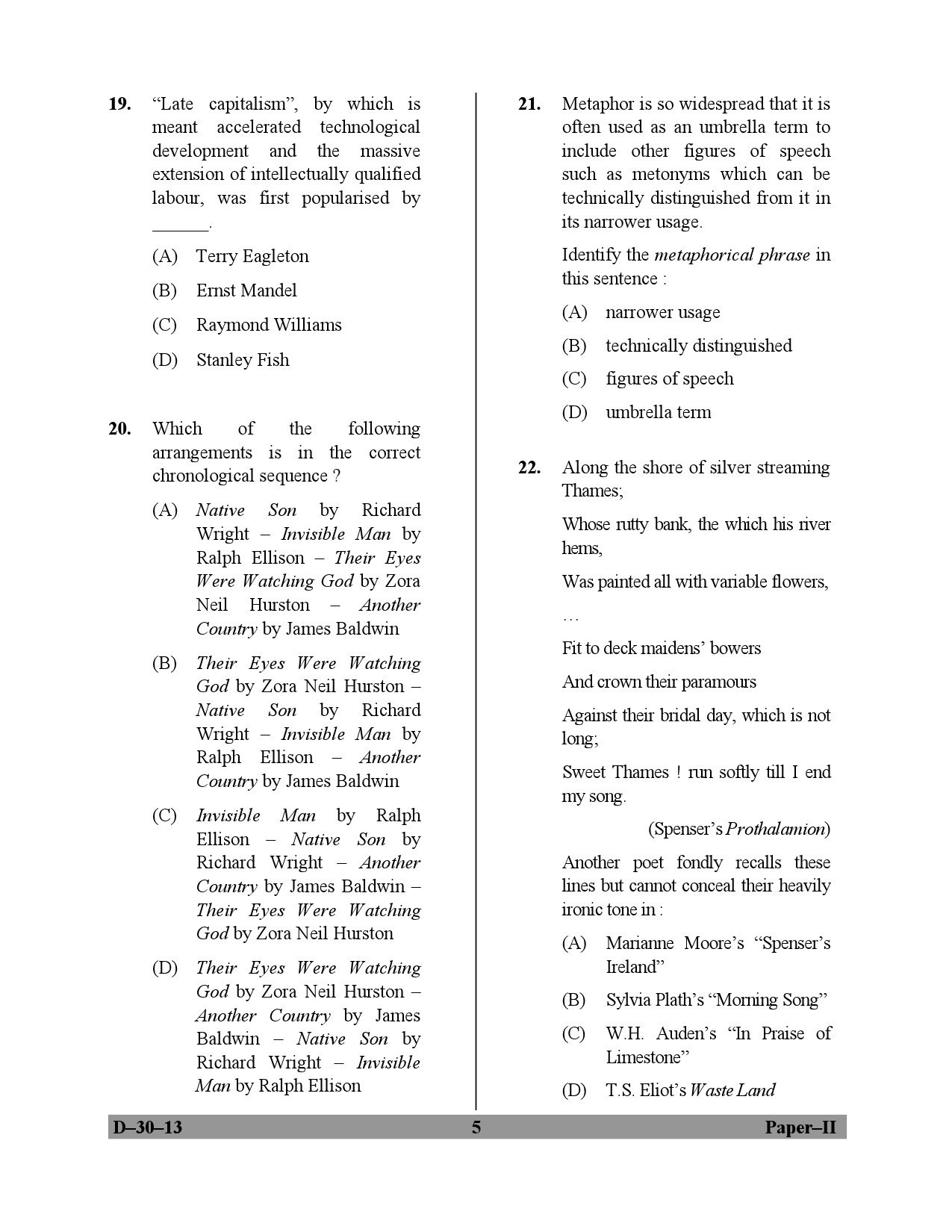 UGC NET English Question Paper II December 2013 5