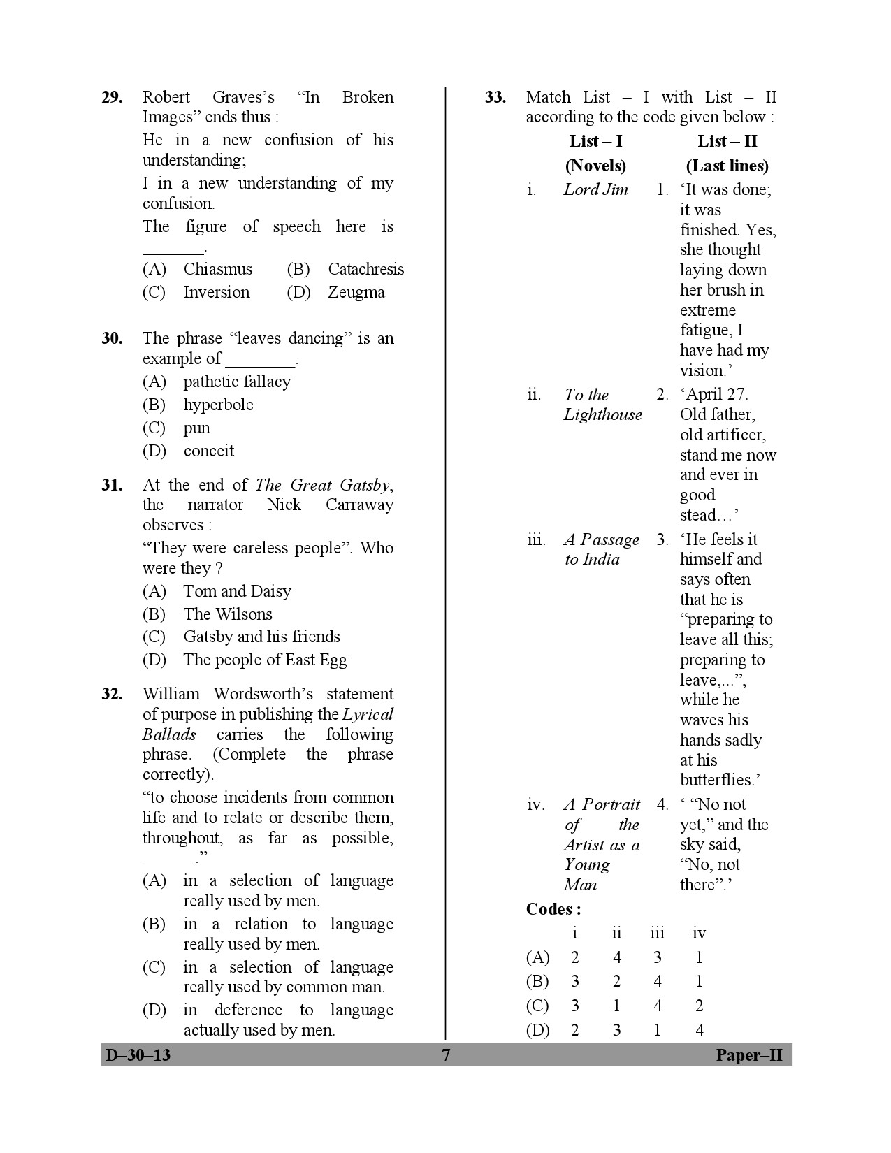 UGC NET English Question Paper II December 2013 7