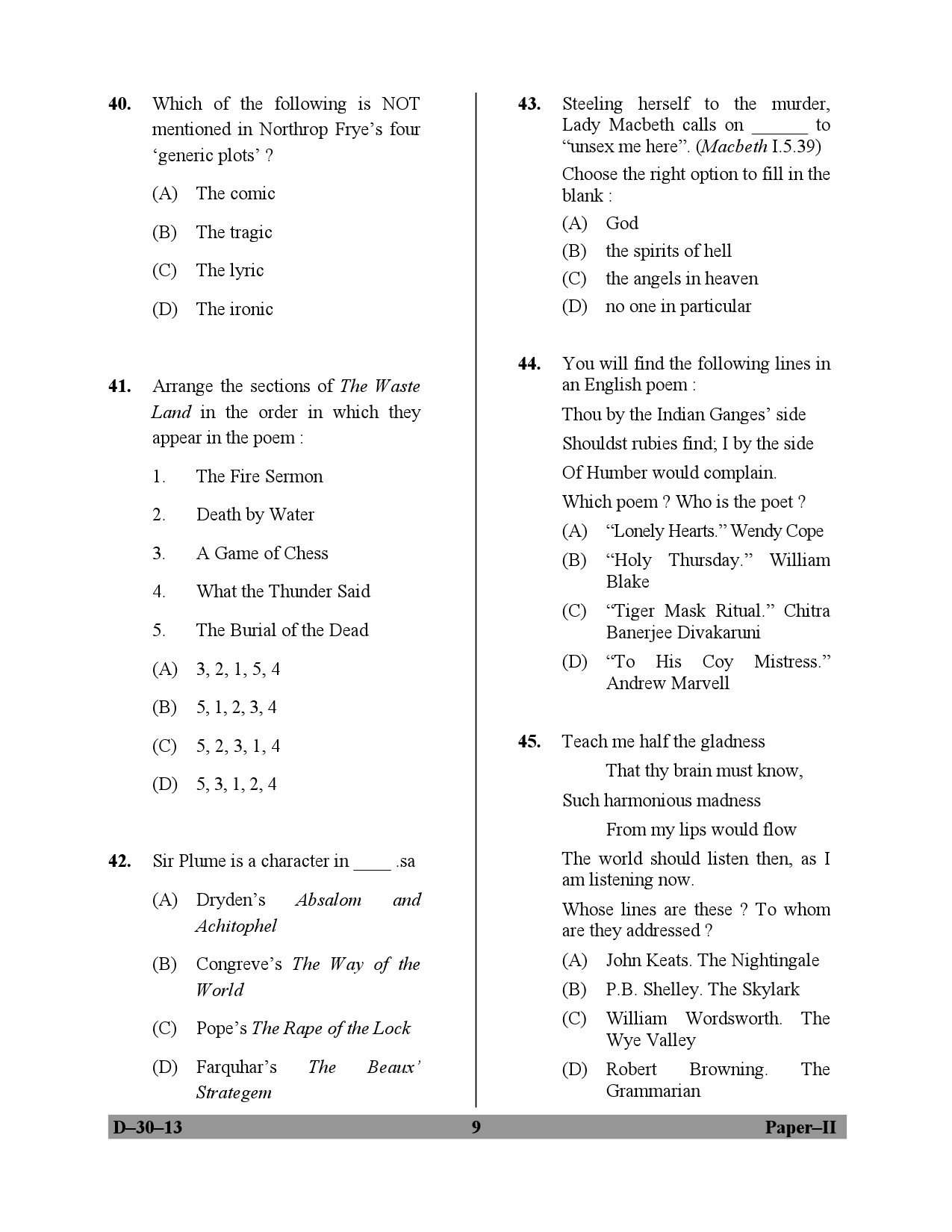 UGC NET English Question Paper II December 2013 9