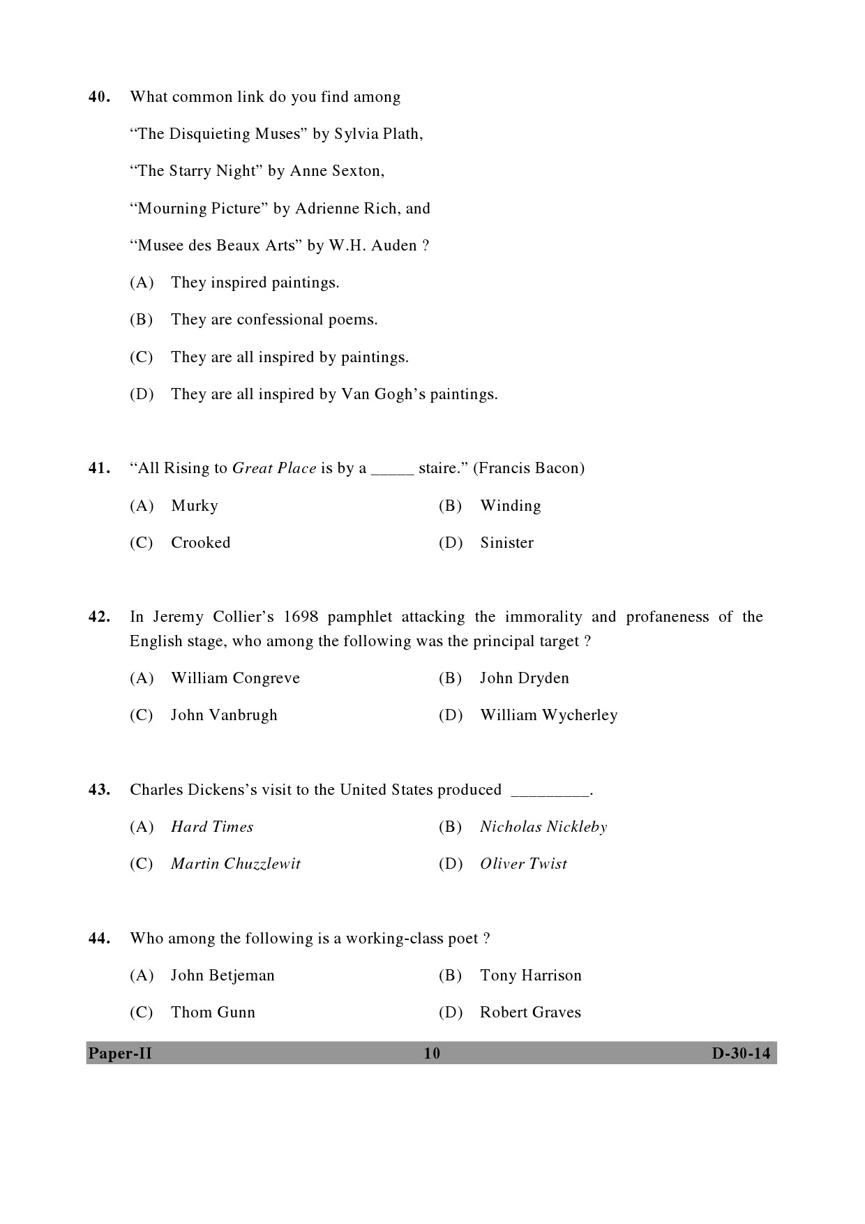 UGC NET English Question Paper II December 2014 10