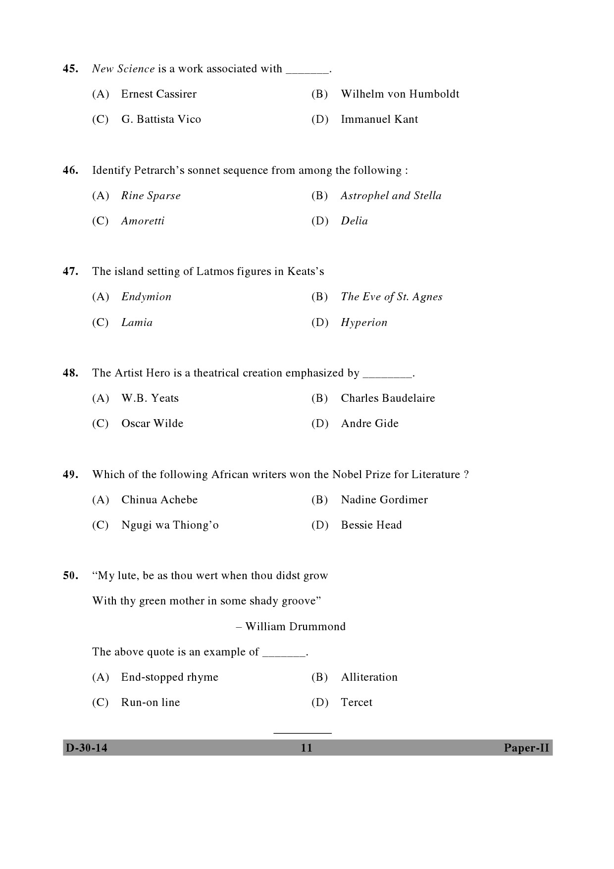 UGC NET English Question Paper II December 2014 11