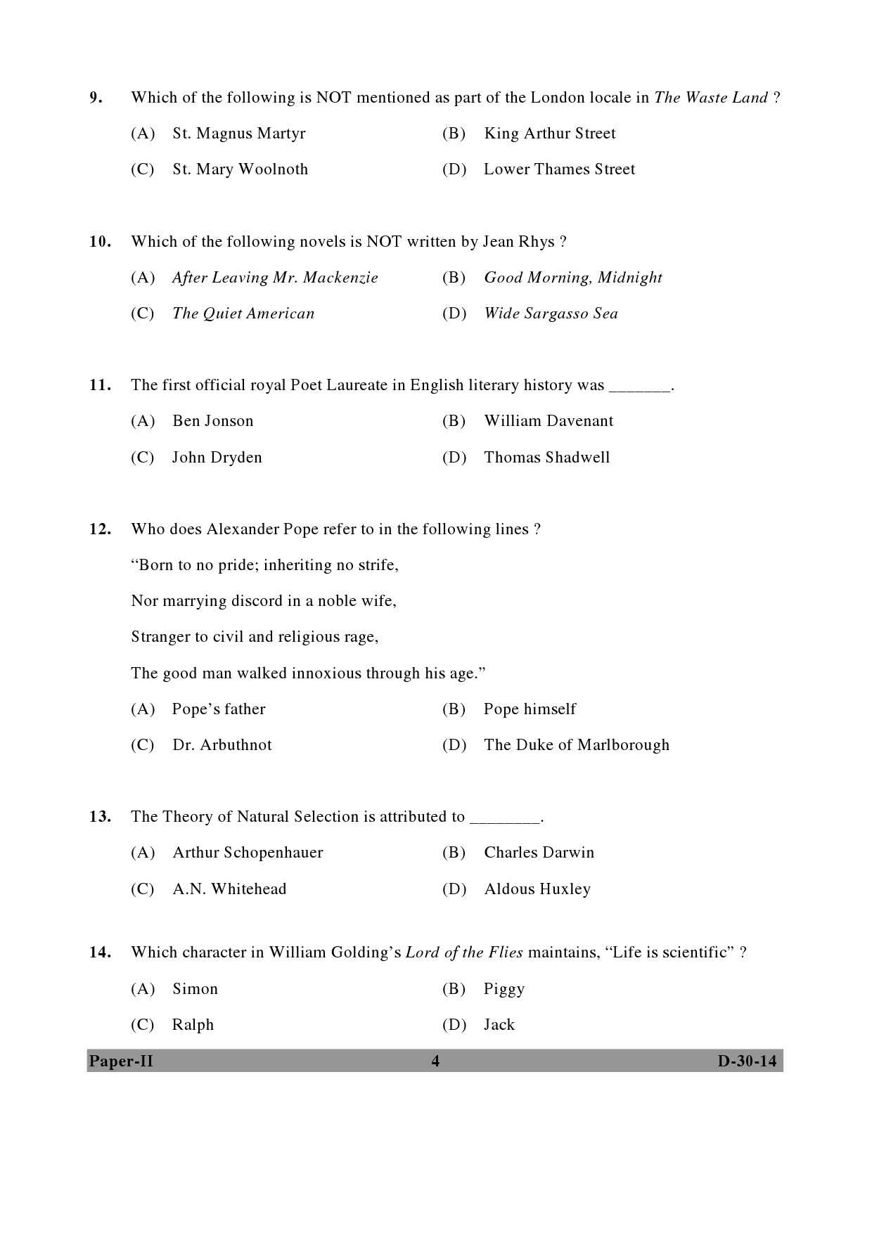 UGC NET English Question Paper II December 2014 4