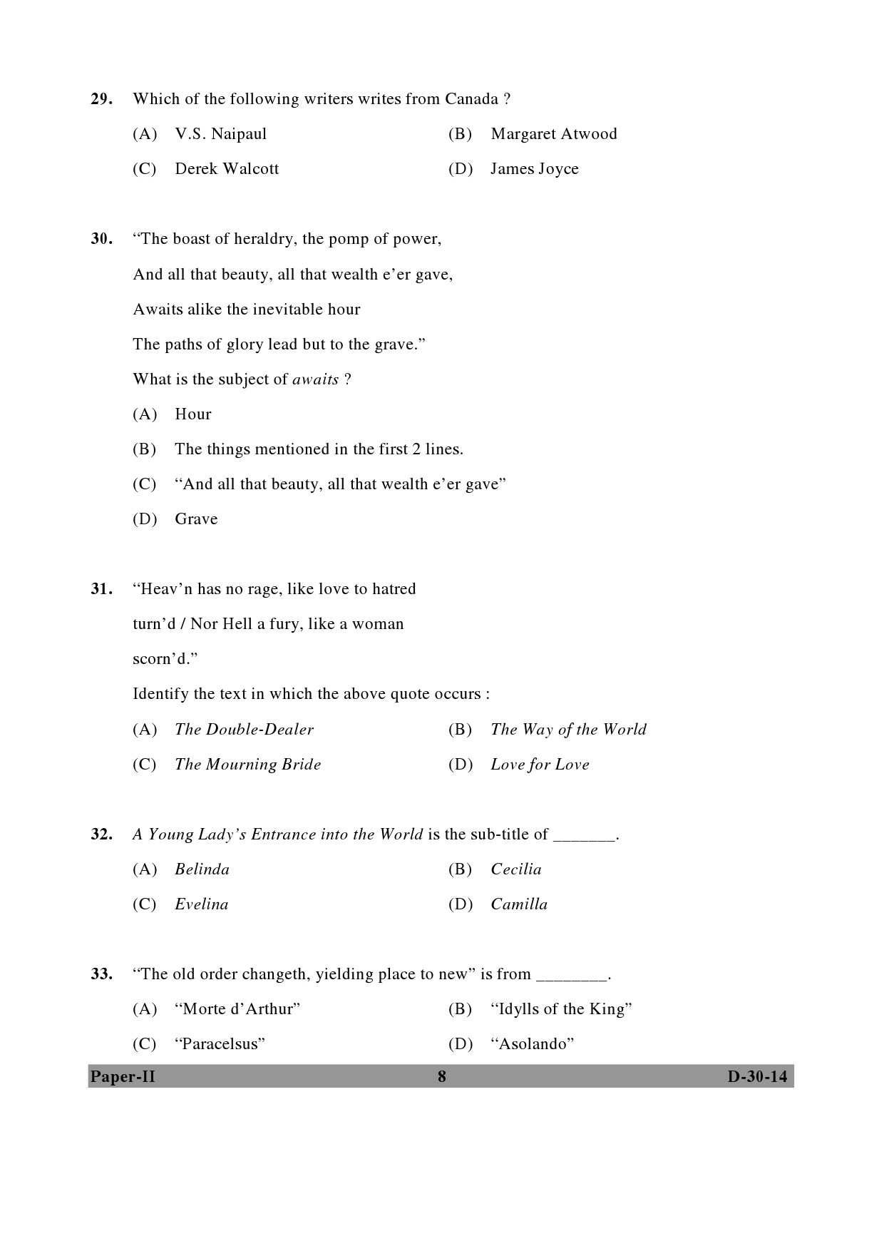 UGC NET English Question Paper II December 2014 8