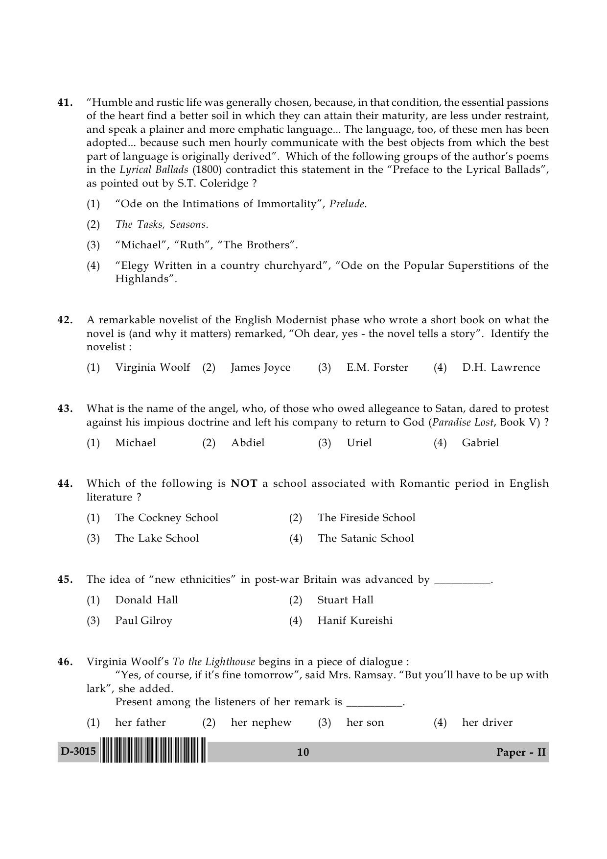 UGC NET English Question Paper II December 2015 10