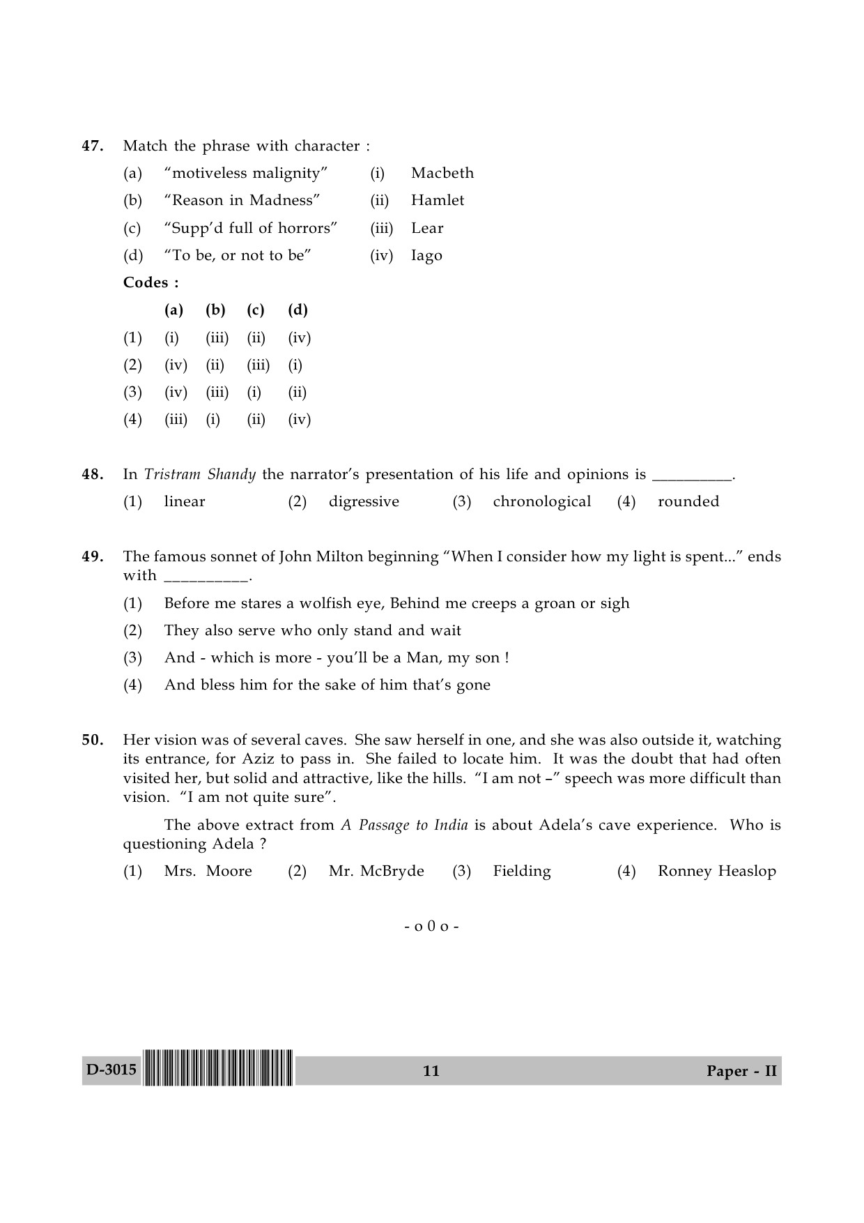 UGC NET English Question Paper II December 2015 11