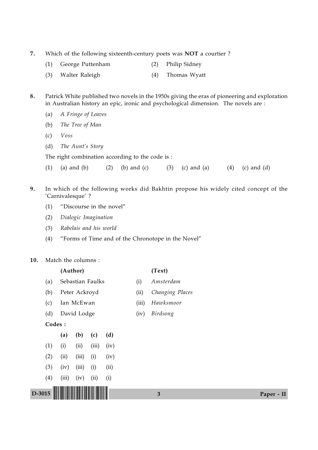 UGC NET English Question Paper II December 2015 3