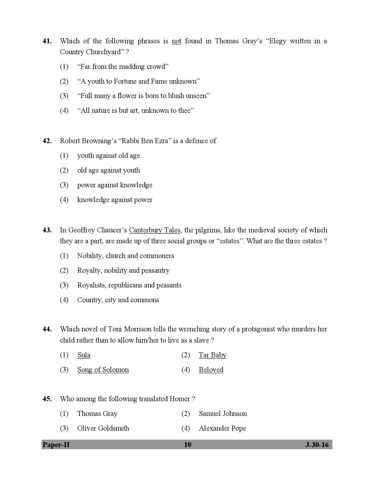 UGC NET English Question Paper II July 2016 10