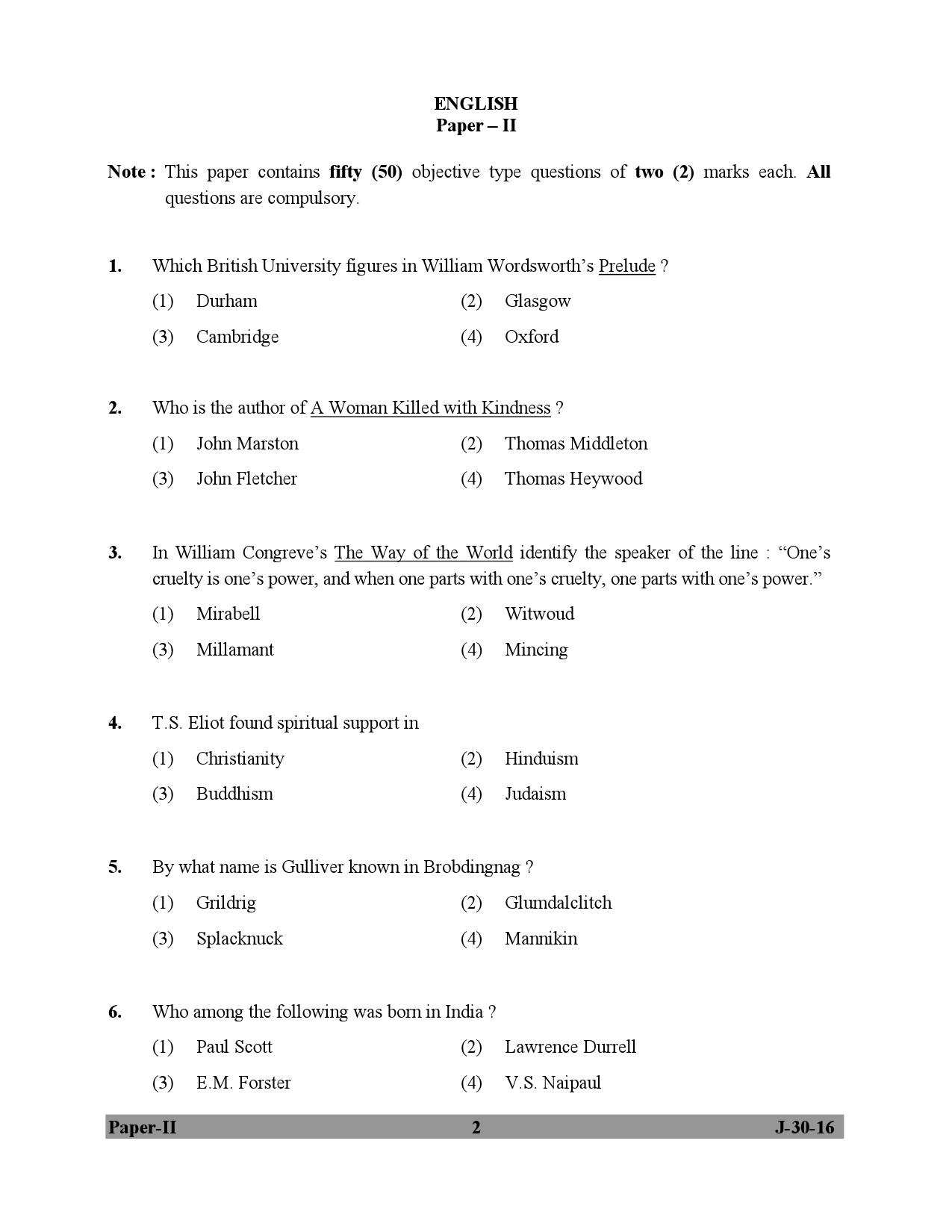 UGC NET English Question Paper II July 2016 2