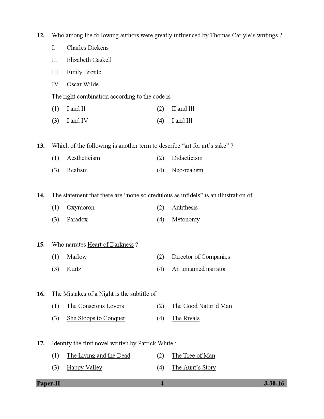 UGC NET English Question Paper II July 2016 4