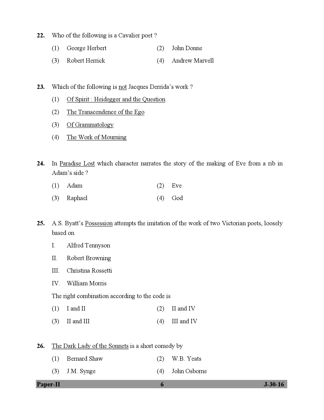 UGC NET English Question Paper II July 2016 6