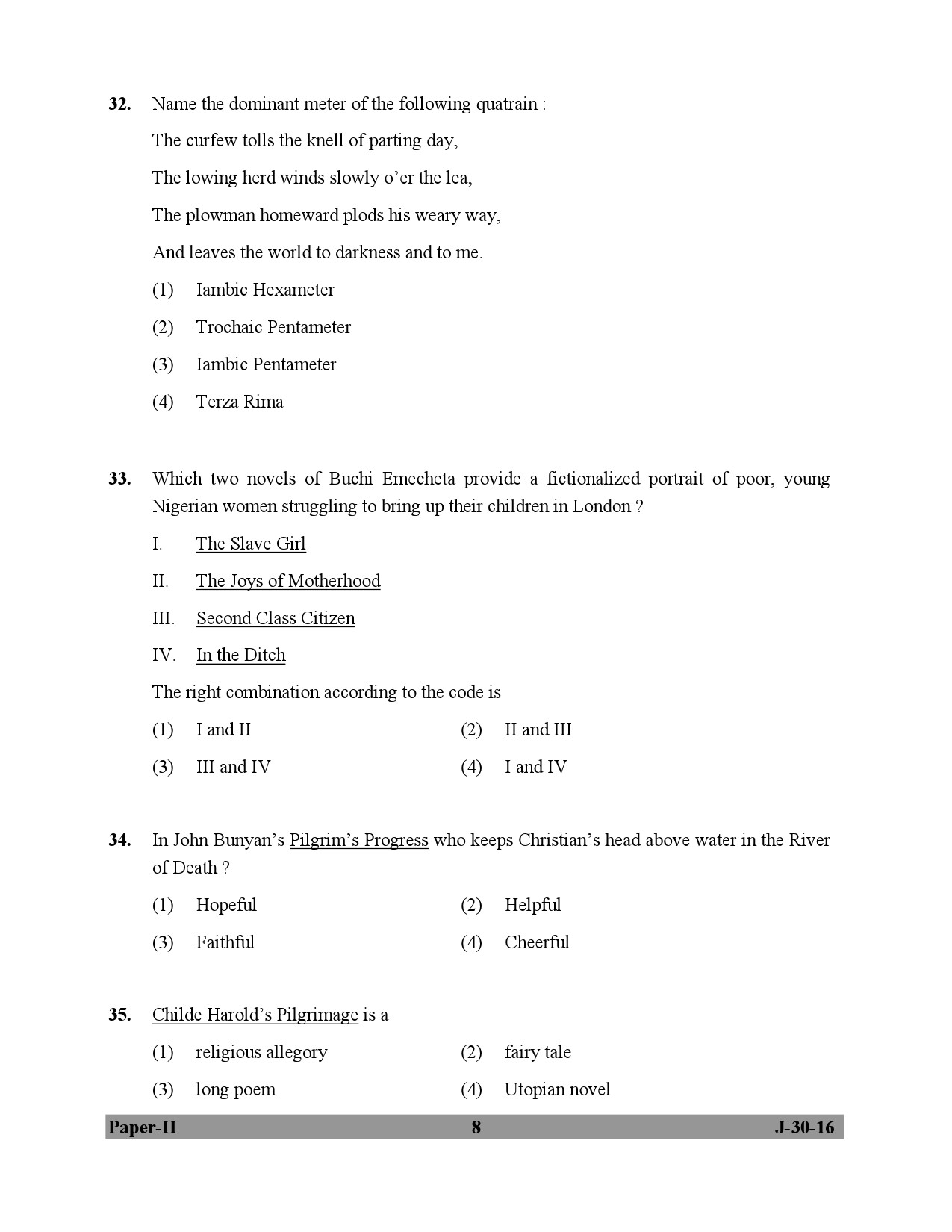 UGC NET English Question Paper II July 2016 8