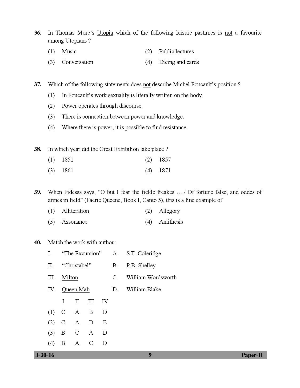 UGC NET English Question Paper II July 2016 9