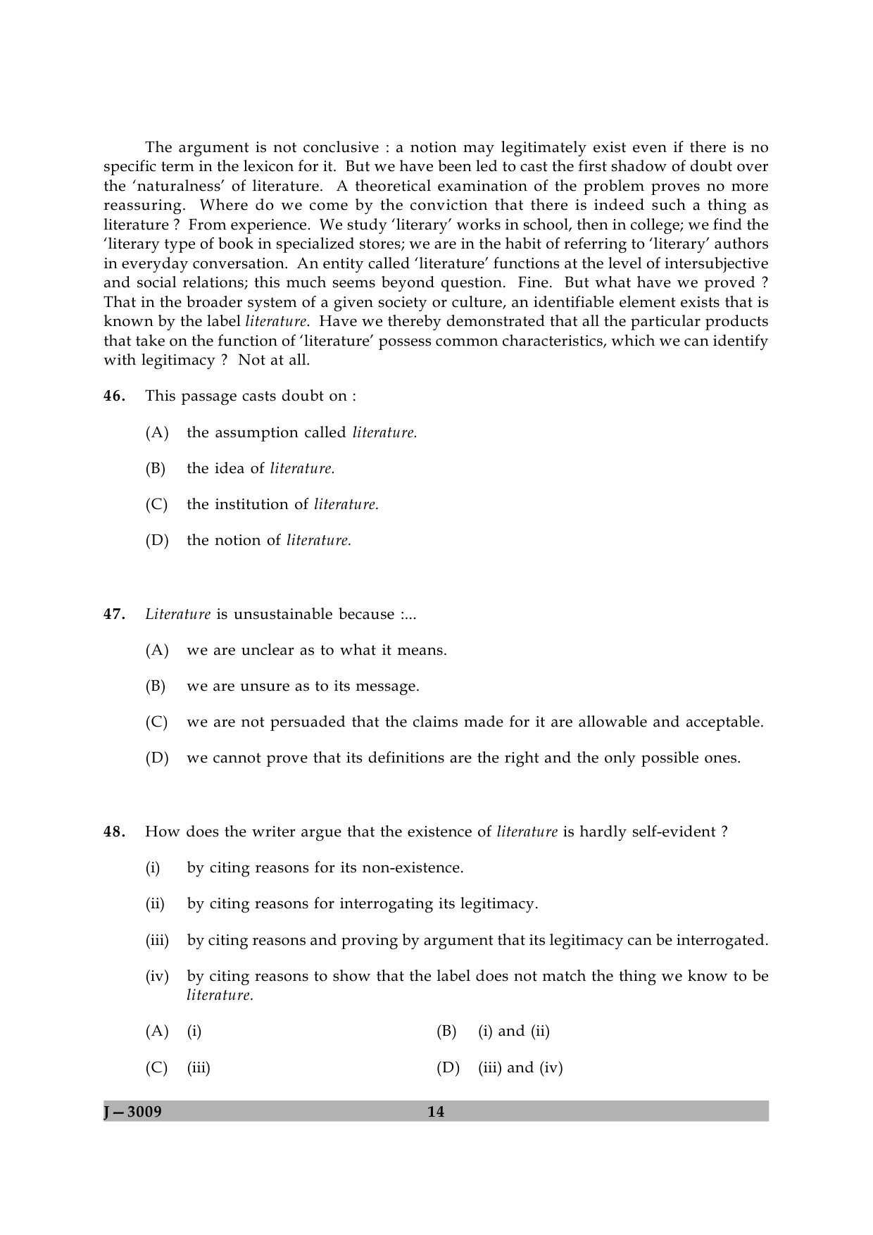 UGC NET English Question Paper II June 2009 14