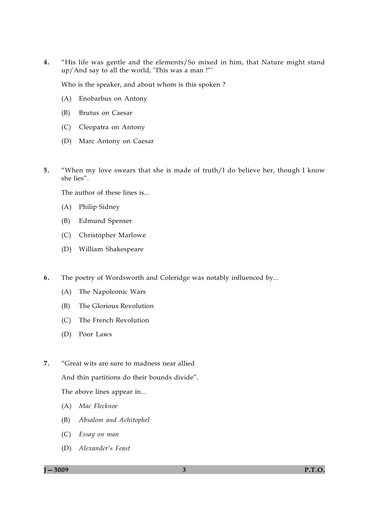 UGC NET English Question Paper II June 2009 3