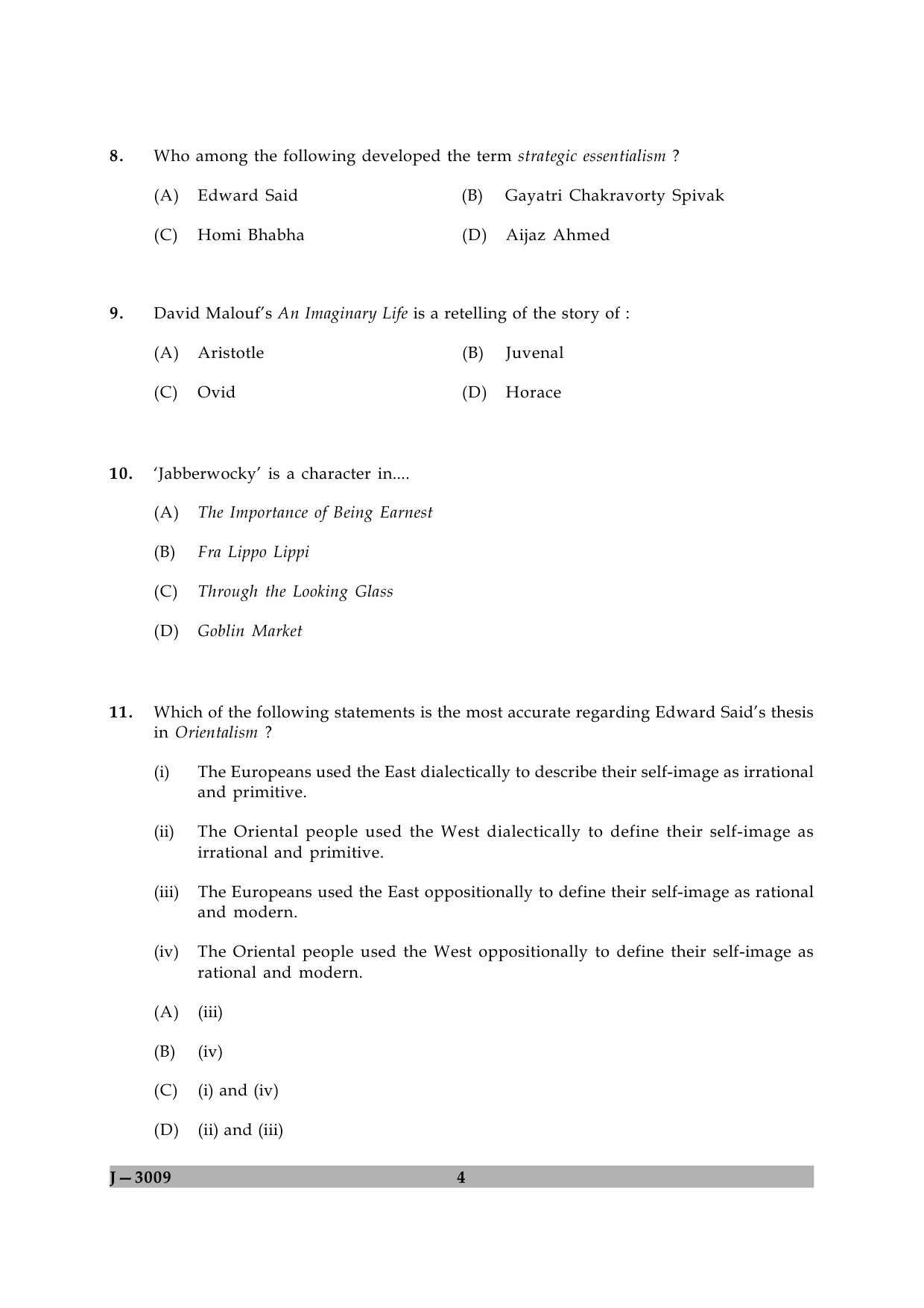 UGC NET English Question Paper II June 2009 4