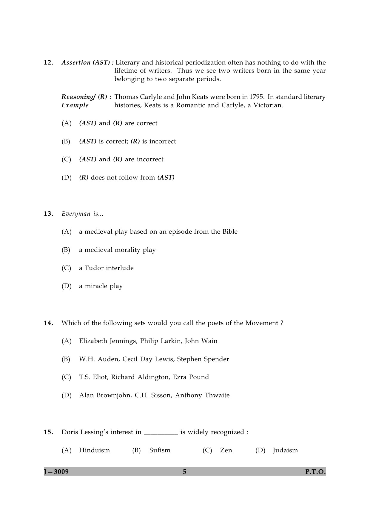 UGC NET English Question Paper II June 2009 5