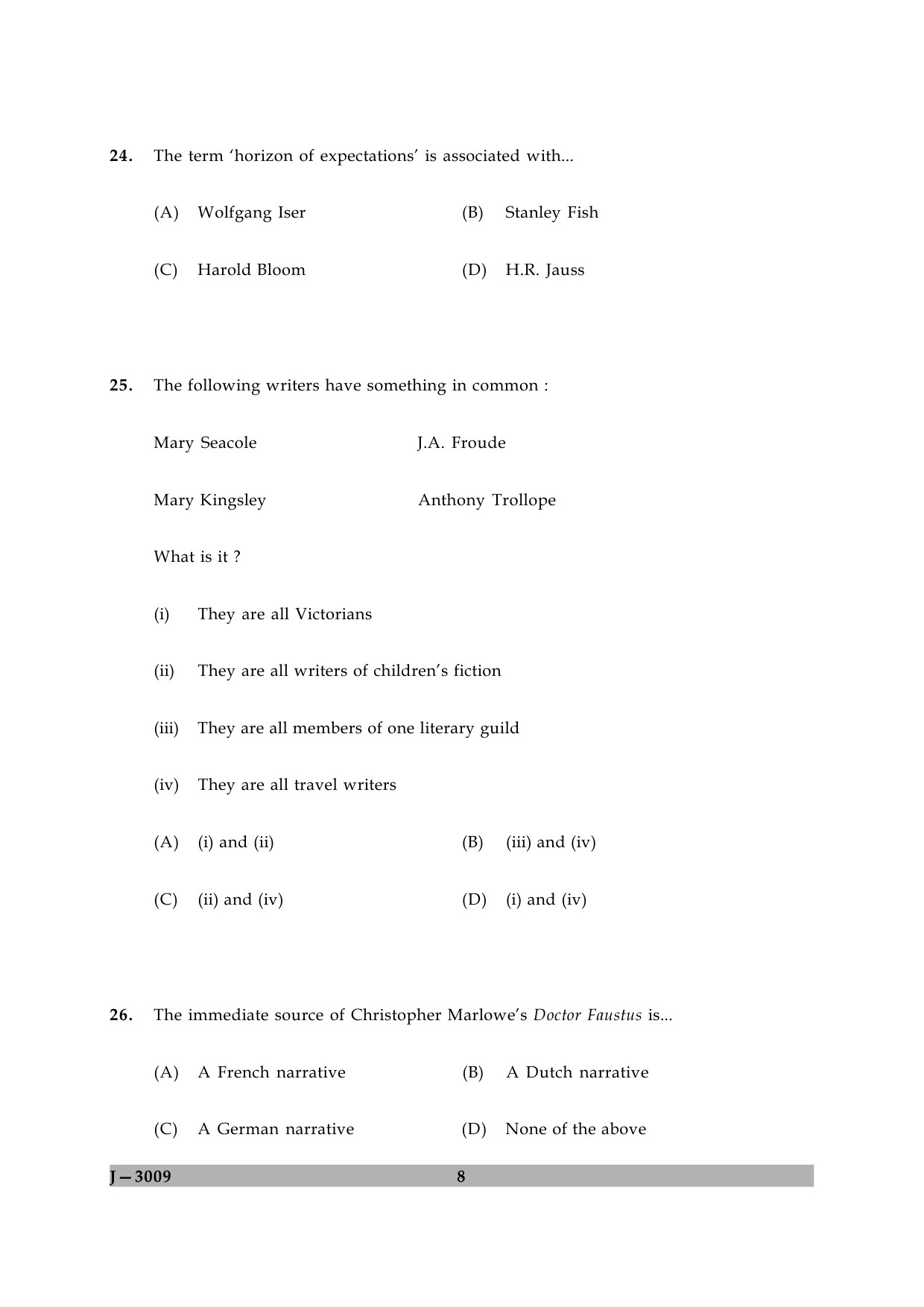 UGC NET English Question Paper II June 2009 8