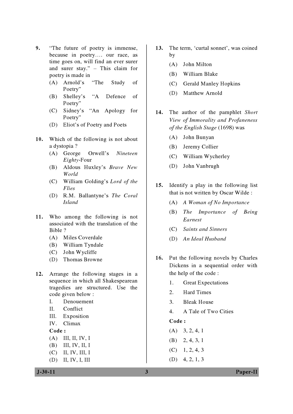 UGC NET English Question Paper II June 2011 3