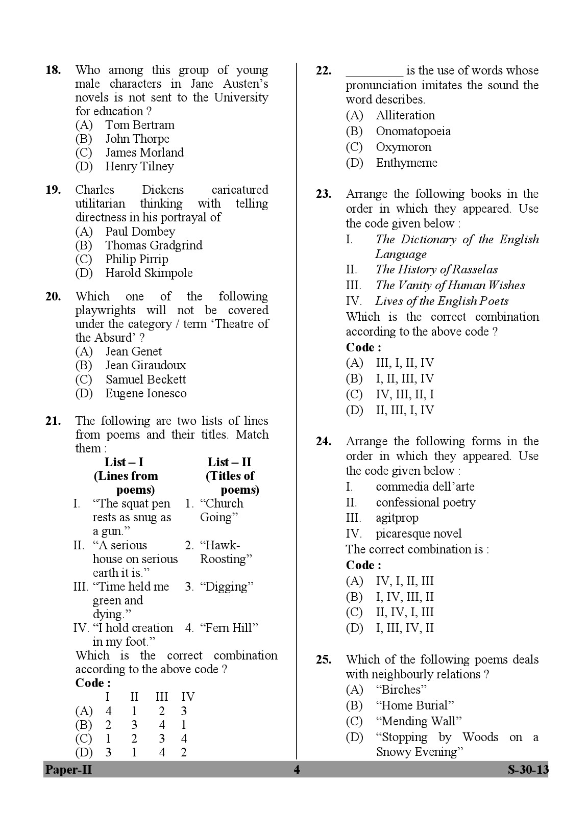 UGC NET English Question Paper II June 2013 4