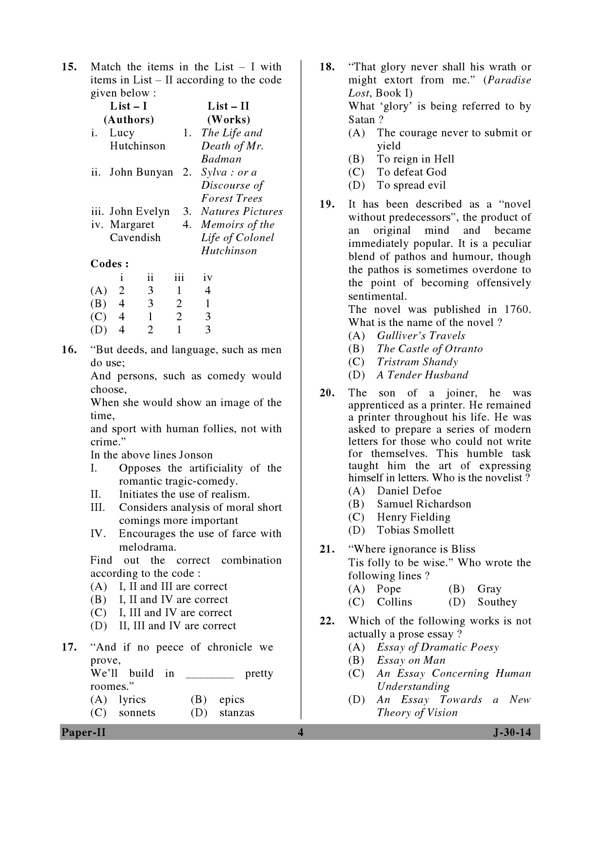 UGC NET English Question Paper II June 2014 4