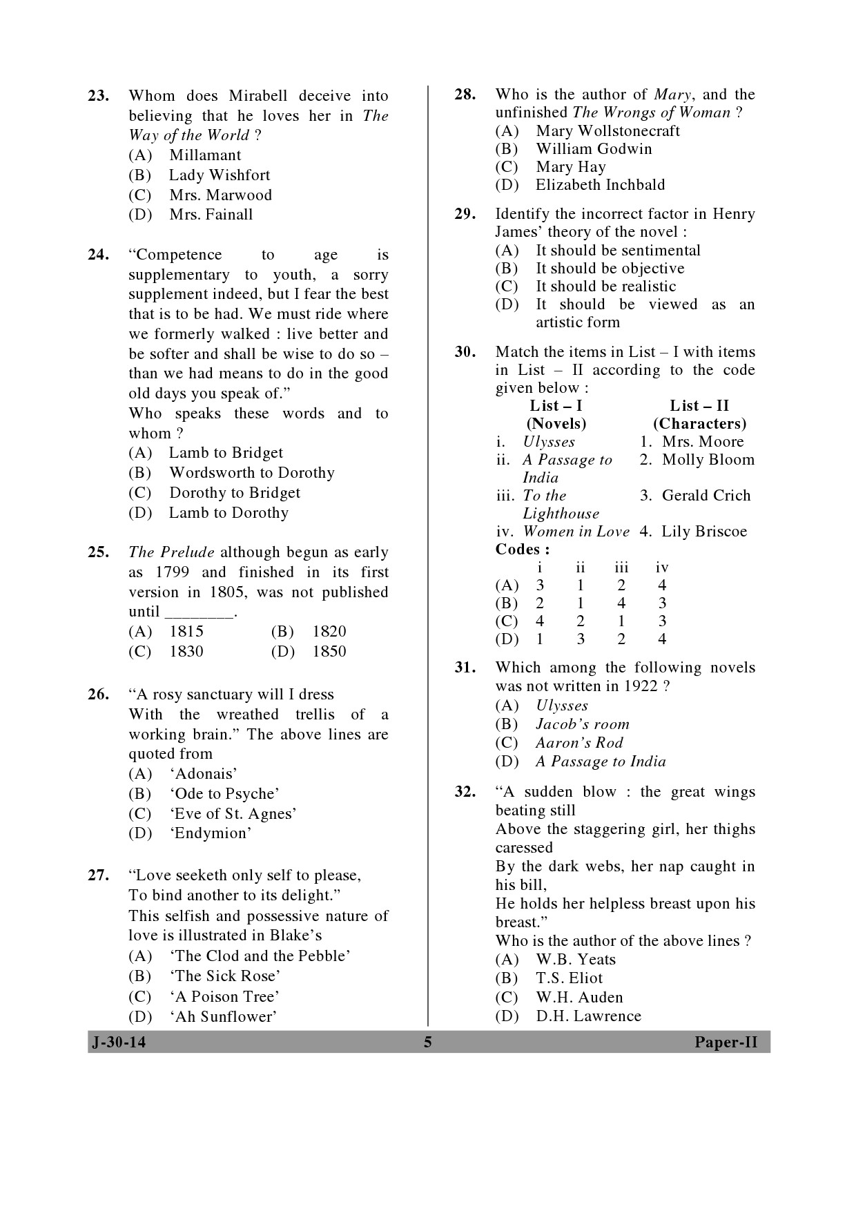 UGC NET English Question Paper II June 2014 5