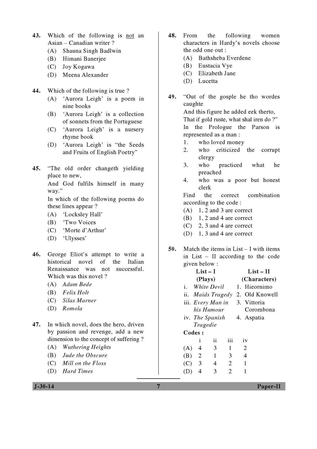 UGC NET English Question Paper II June 2014 7