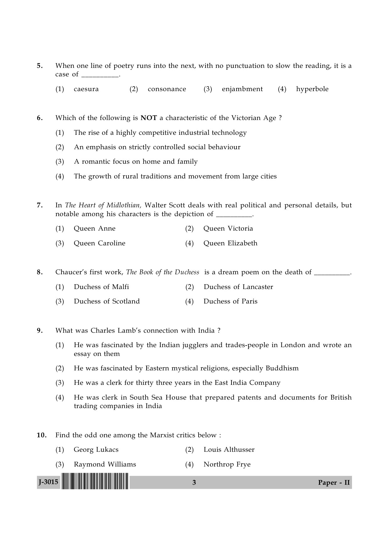 UGC NET English Question Paper II June 2015 3