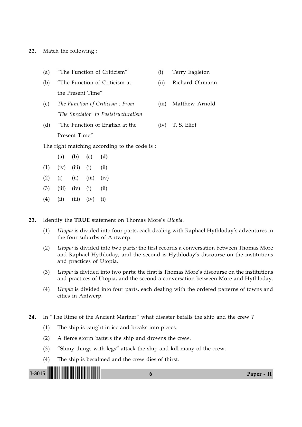 UGC NET English Question Paper II June 2015 6