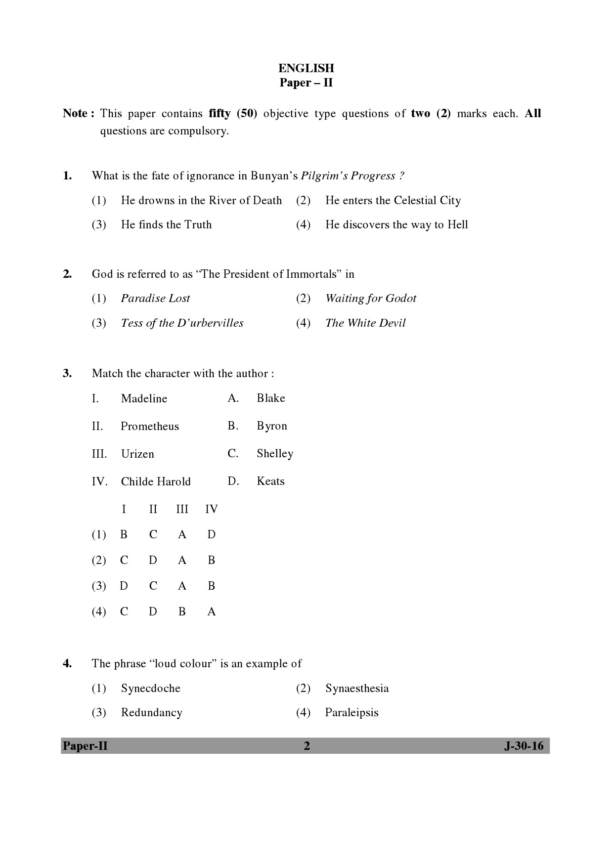 UGC NET English Question Paper II Set 2 July 2016 2