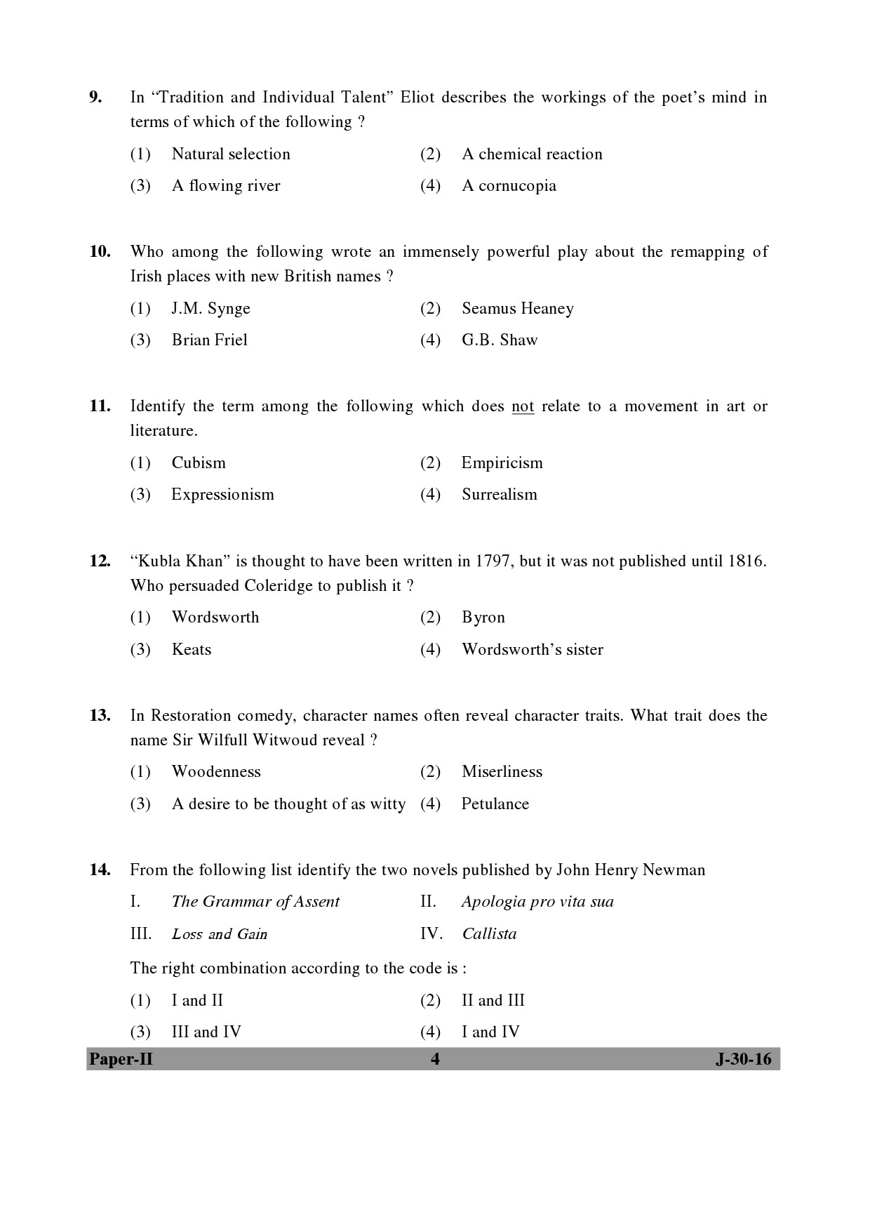 UGC NET English Question Paper II Set 2 July 2016 4