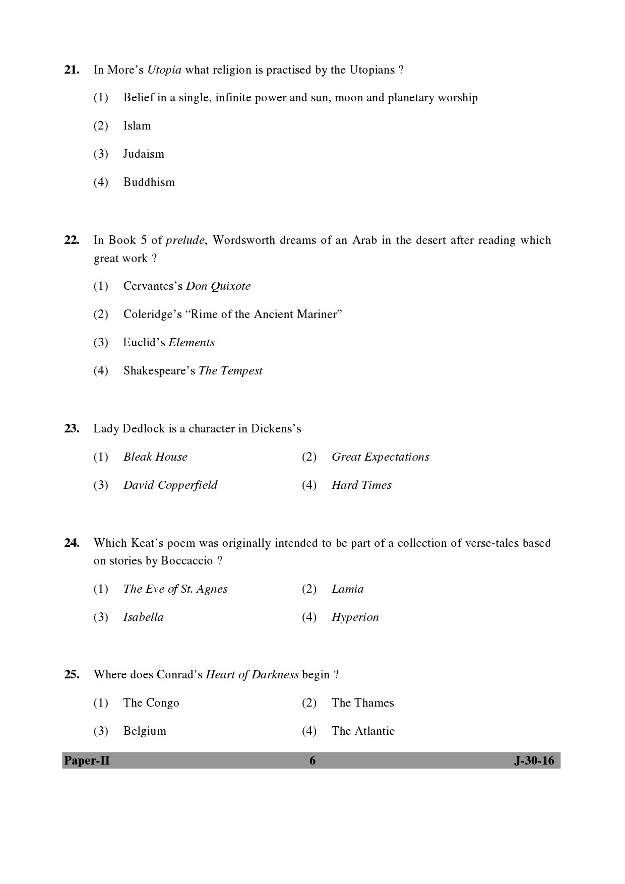 UGC NET English Question Paper II Set 2 July 2016 6