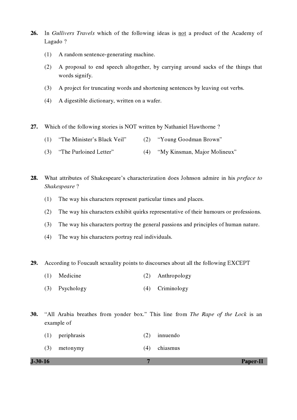 UGC NET English Question Paper II Set 2 July 2016 7