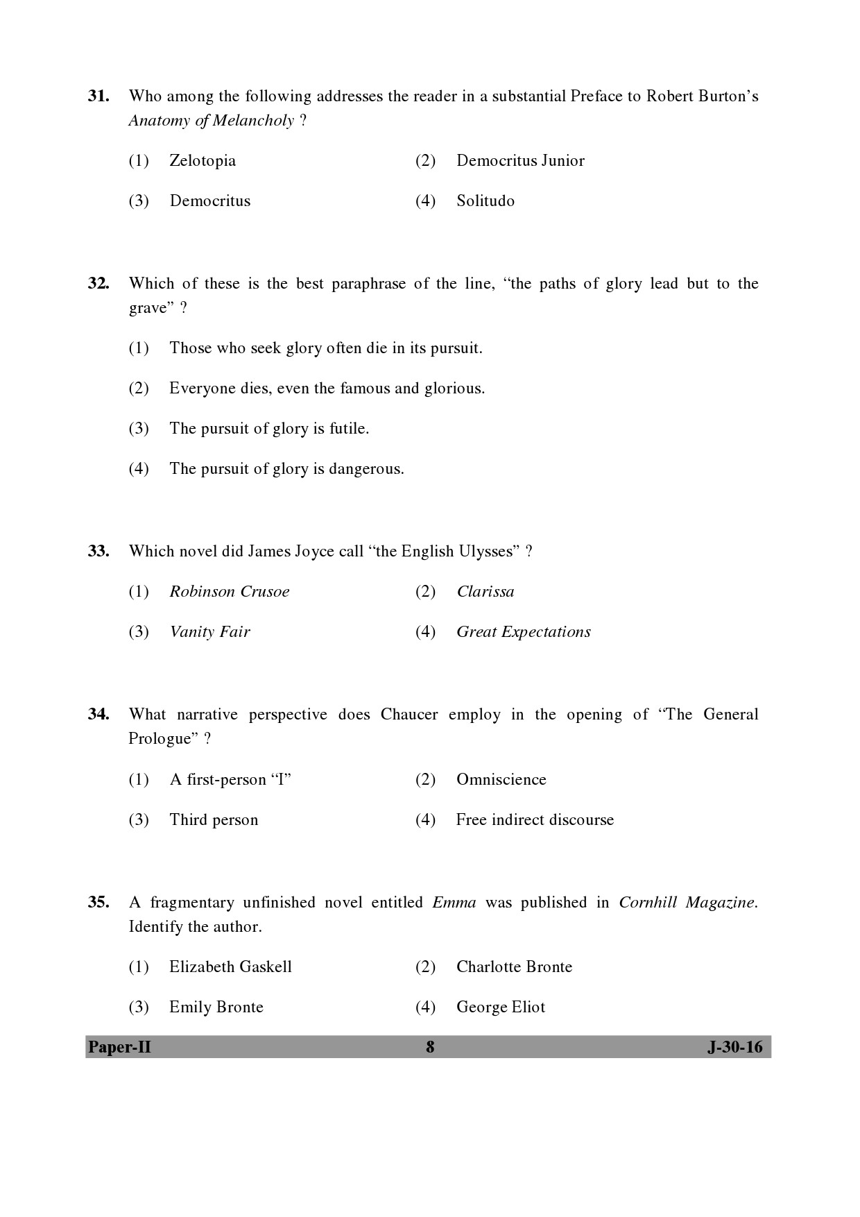 UGC NET English Question Paper II Set 2 July 2016 8