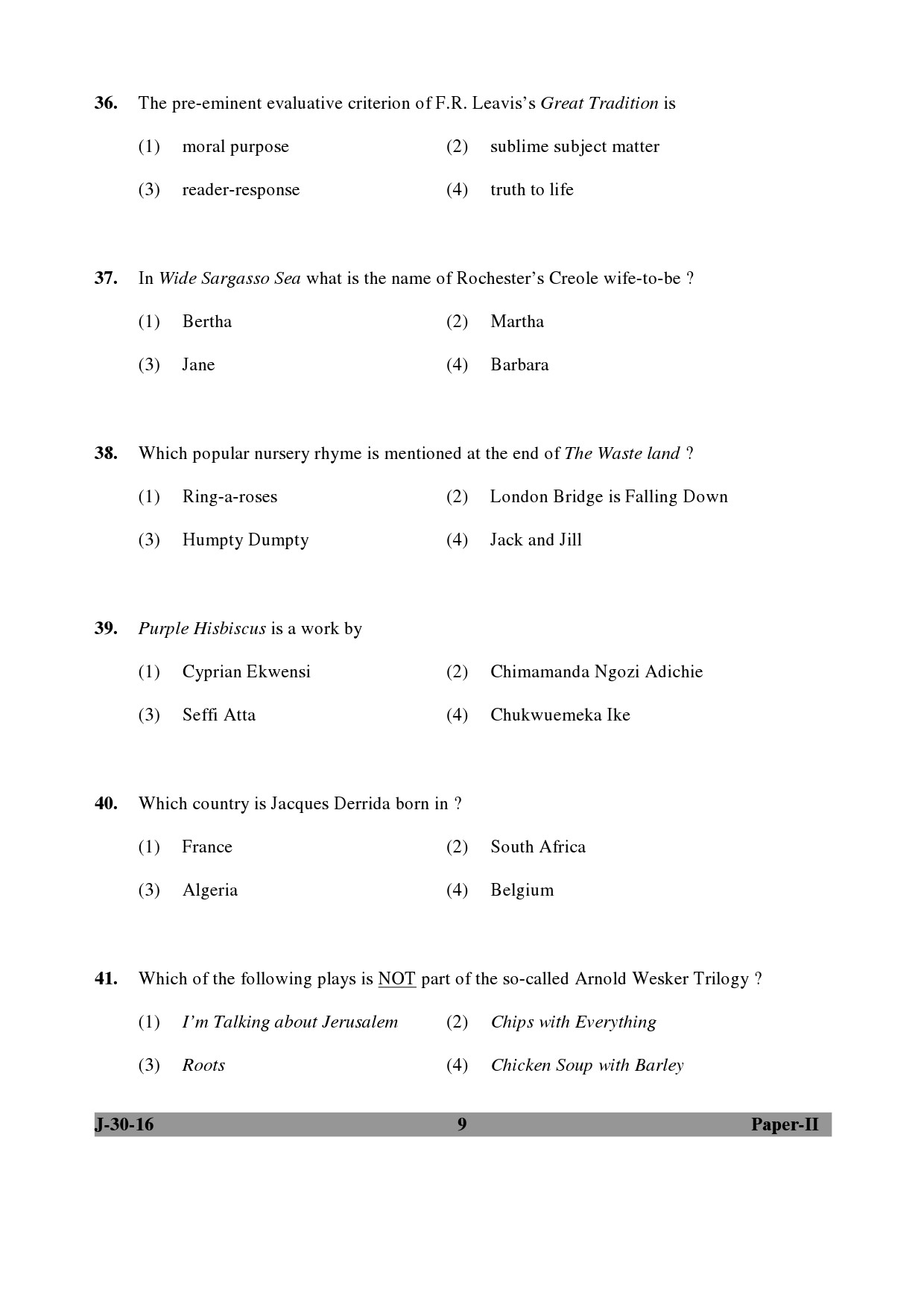 UGC NET English Question Paper II Set 2 July 2016 9