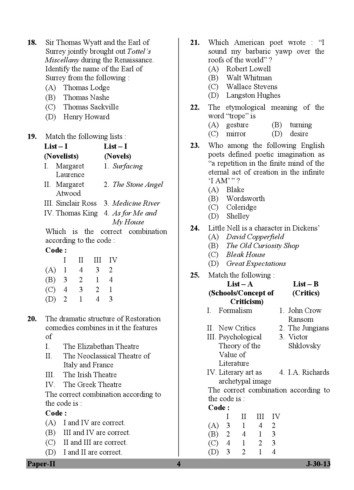 UGC NET English Question Paper II Set 2 June 2013 4