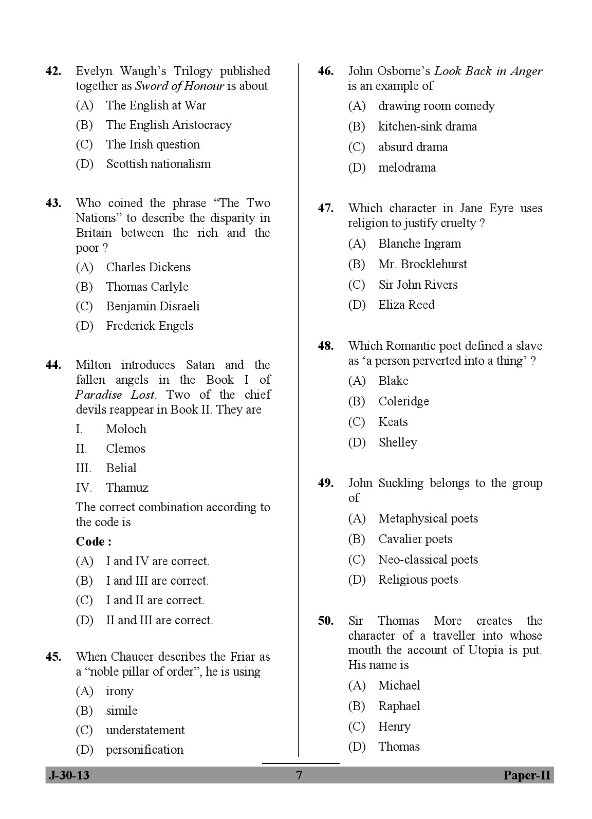 UGC NET English Question Paper II Set 2 June 2013 7