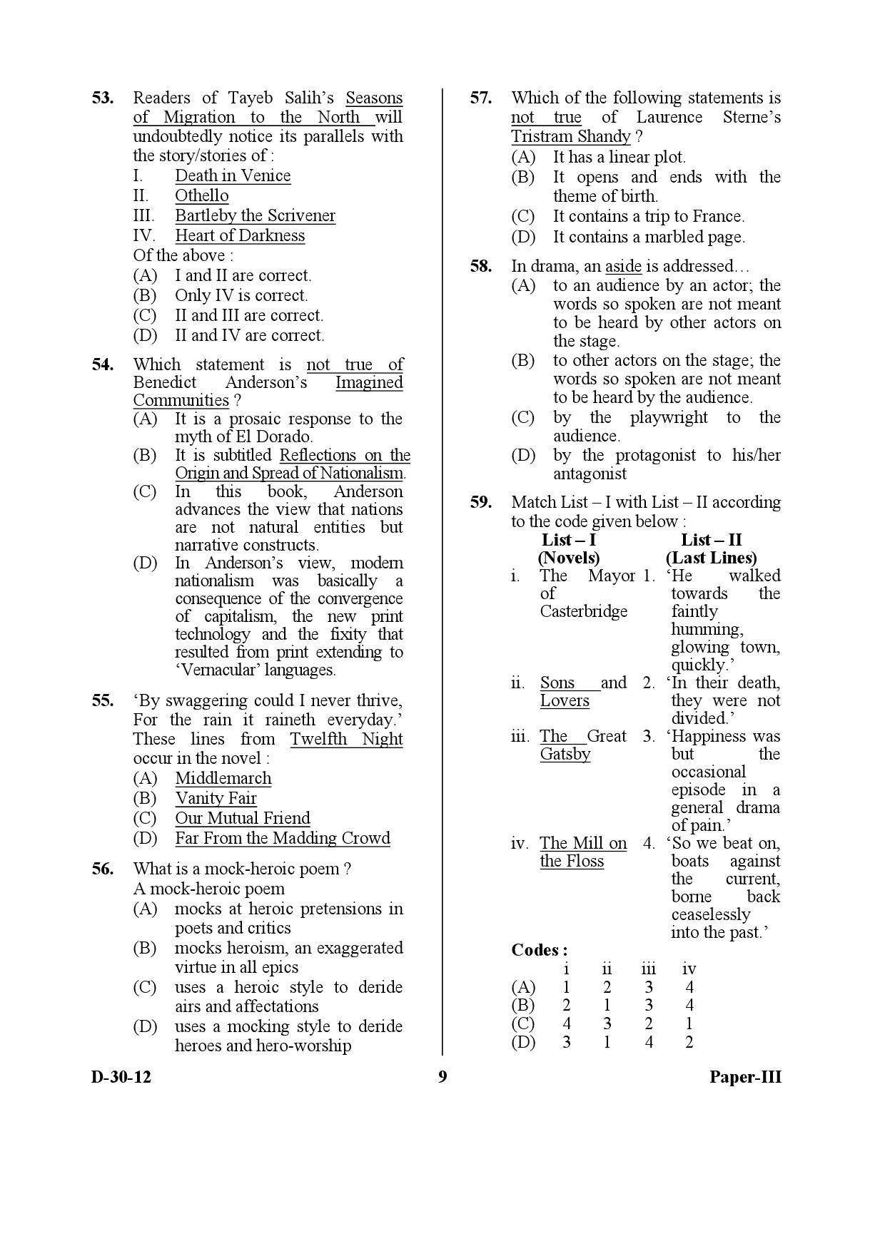 UGC NET English Question Paper III December 2012 9