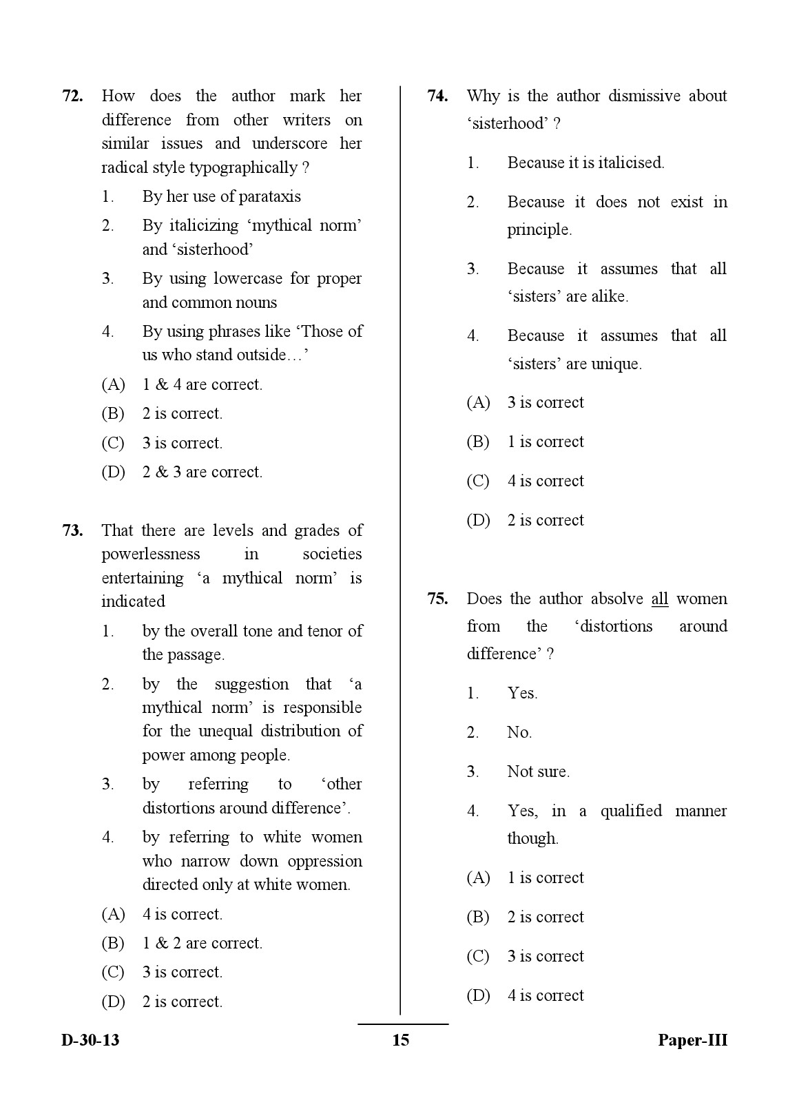 UGC NET English Question Paper III December 2013 15