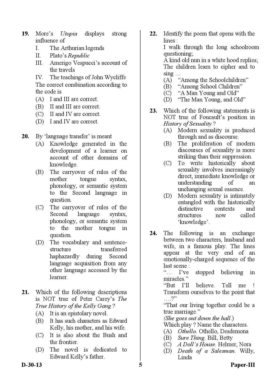 UGC NET English Question Paper III December 2013 5