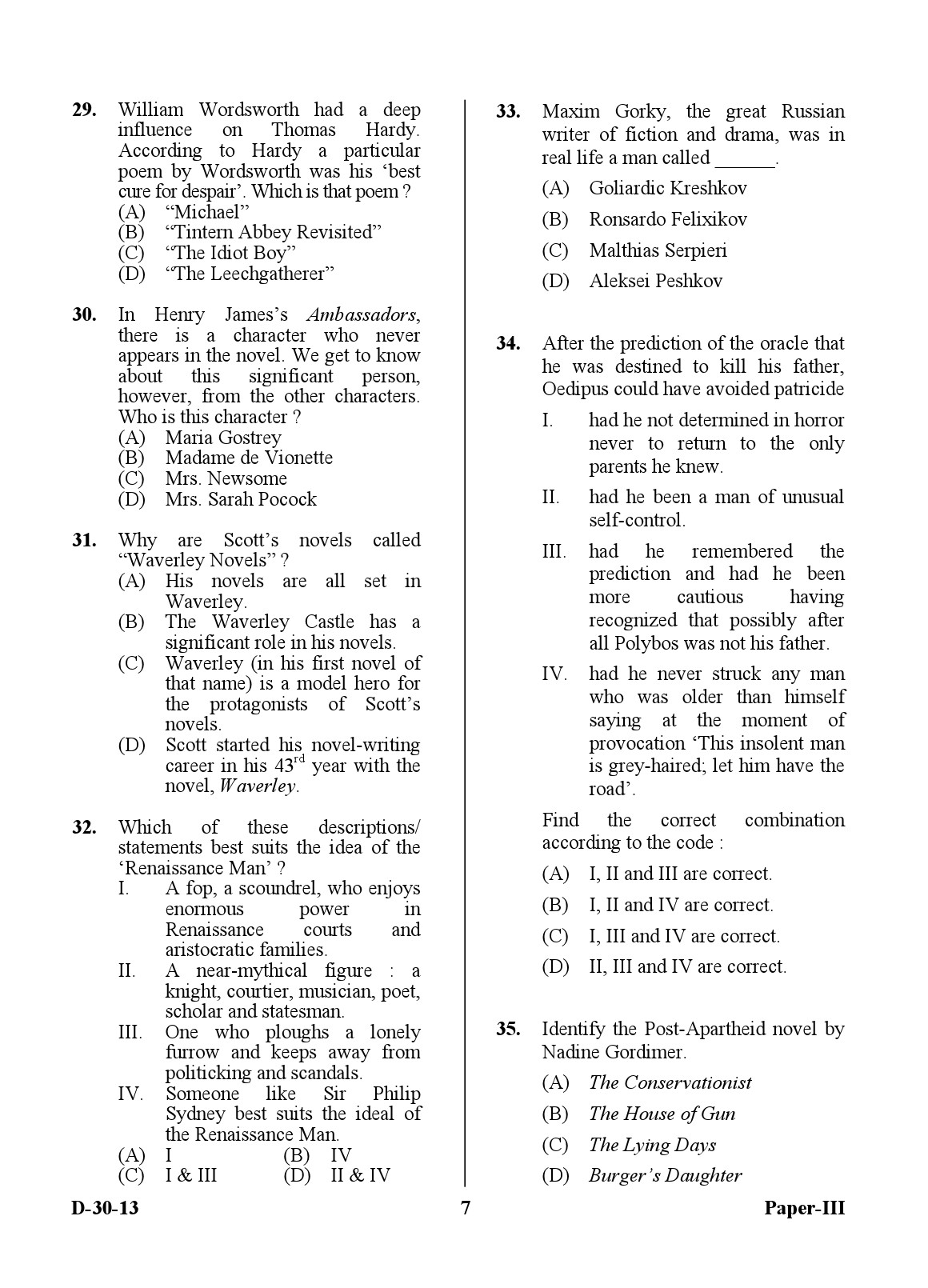 UGC NET English Question Paper III December 2013 7