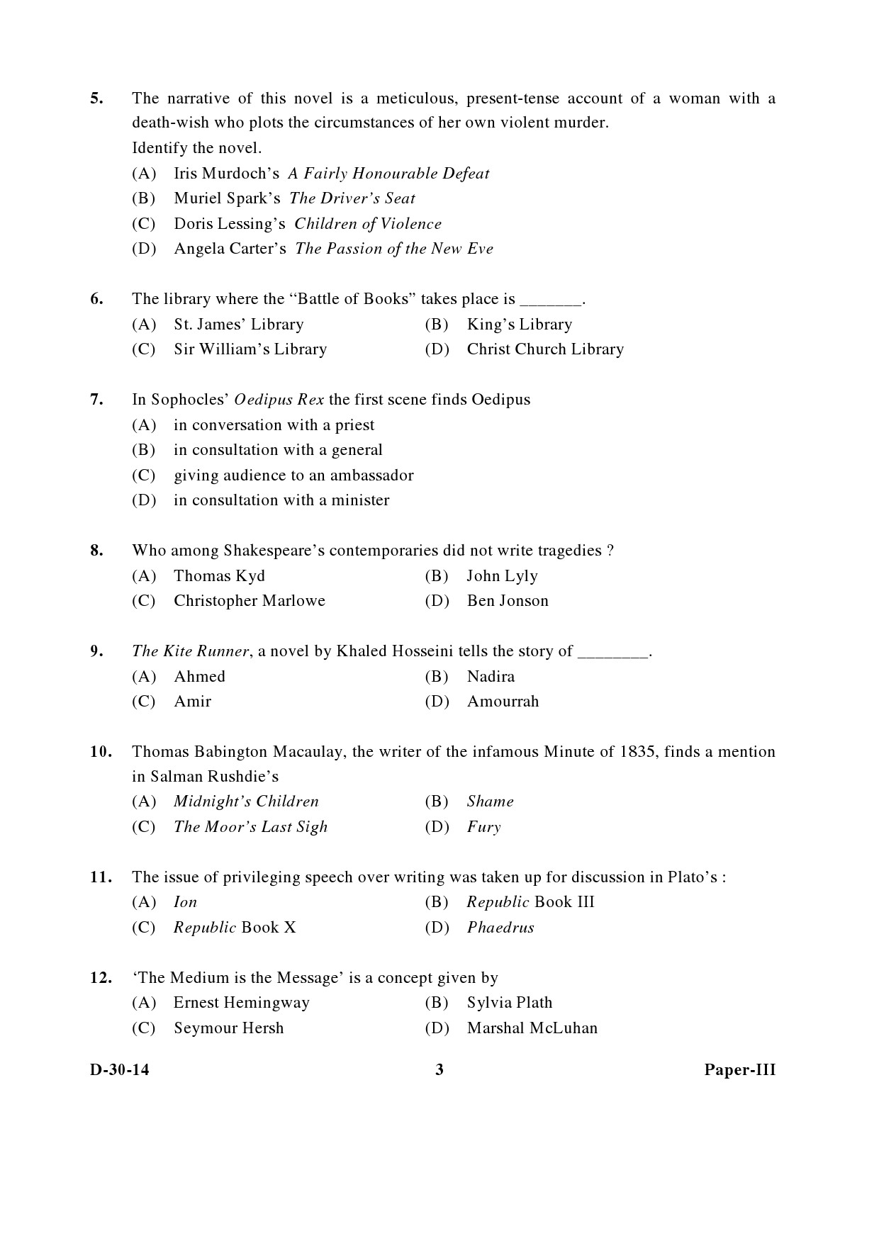 UGC NET English Question Paper III December 2014 3