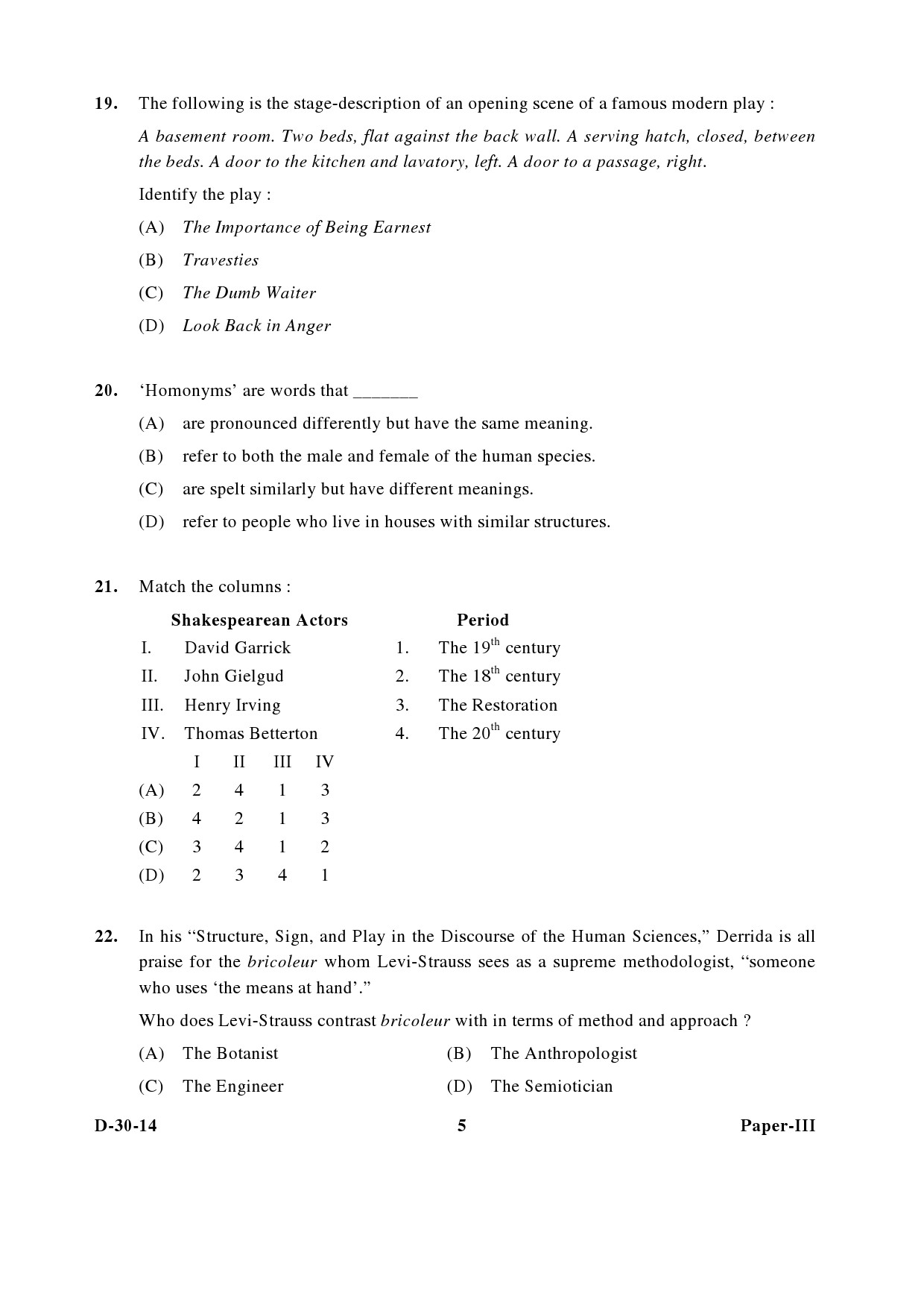 UGC NET English Question Paper III December 2014 5