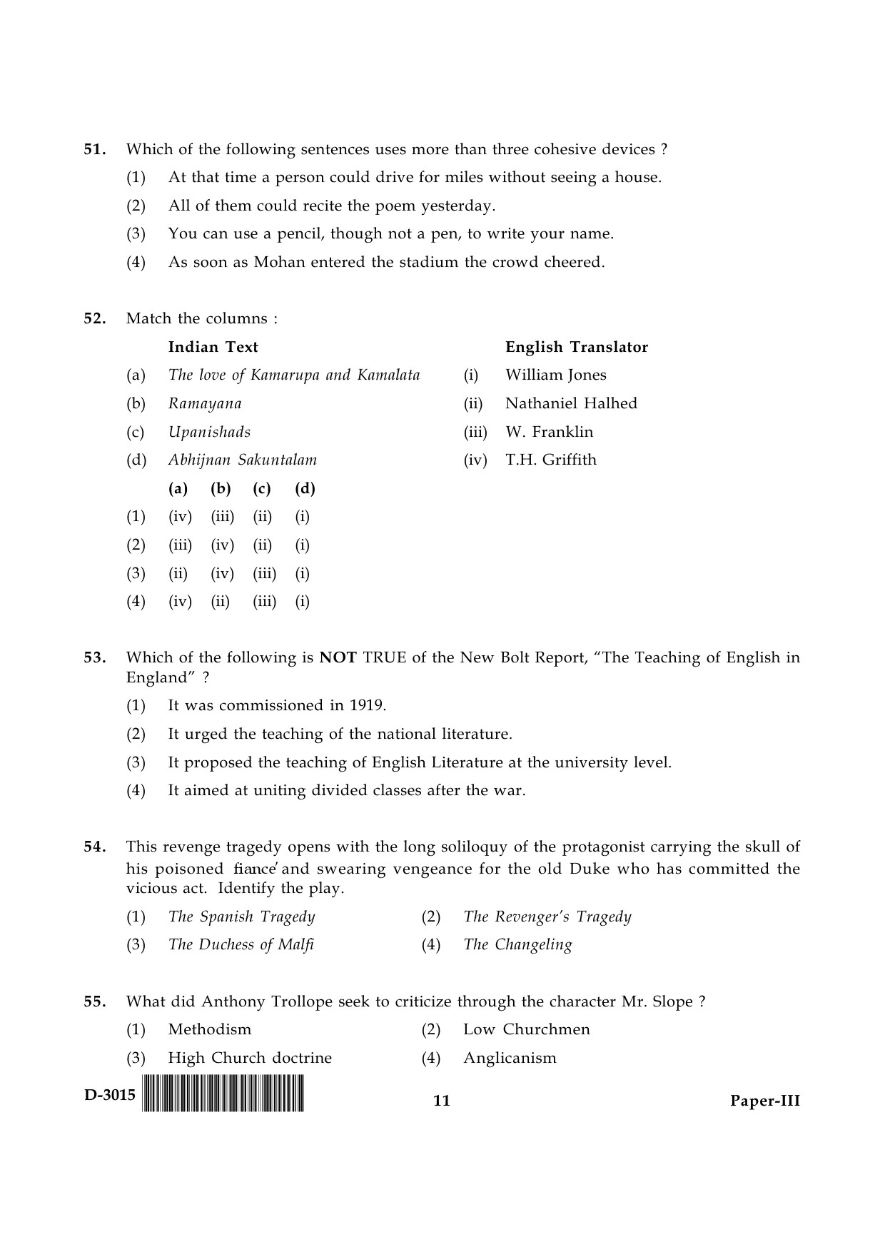 UGC NET English Question Paper III December 2015 11