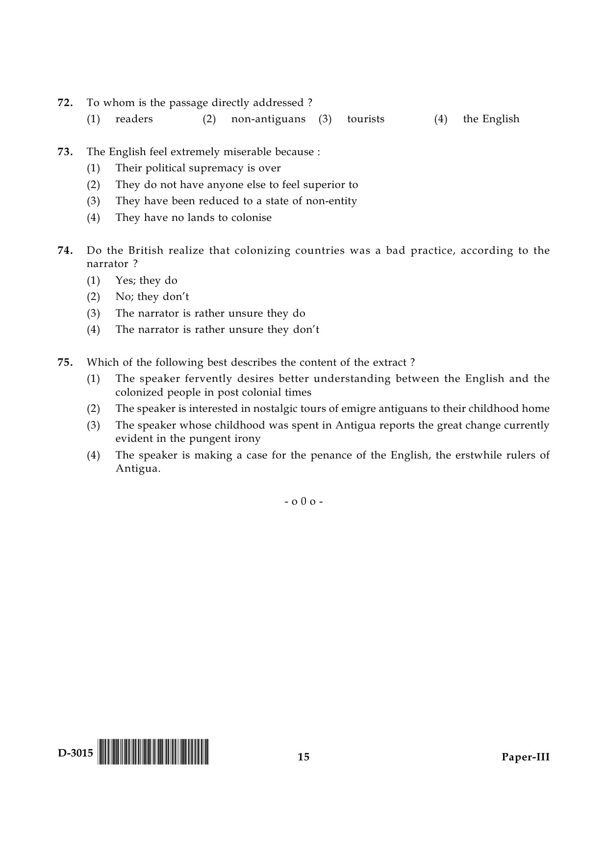 UGC NET English Question Paper III December 2015 15